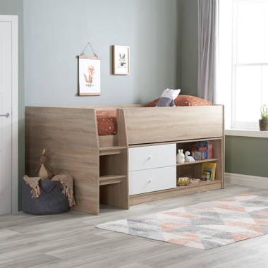 Harriet Bee Myron Single 3 5 Drawer Cozy Mid Sleeper Loft Bed with Bookcase Reviews Wayfair